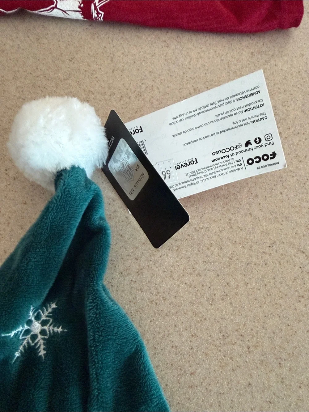 NWT Philadelphia Eagles KIDS Holiday Pom Santa Hat